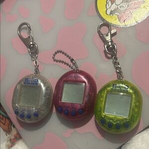 Nano Pets Keychain Trio - Silver, Pink, Lime
